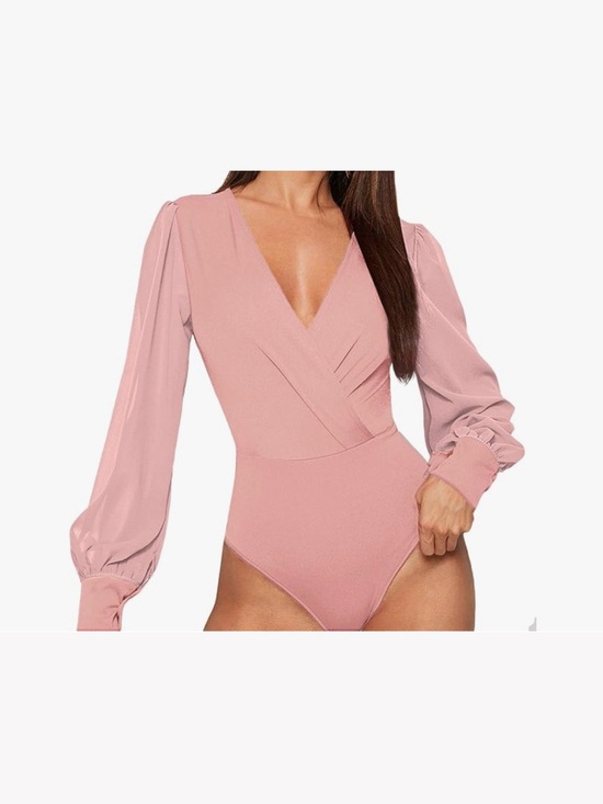 Nordstrom Rack Tops - Women's Pink V-Neck Long Sleeve Bodysuit